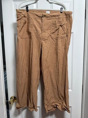 Maeve Light Brown Wide-Leg Chinos